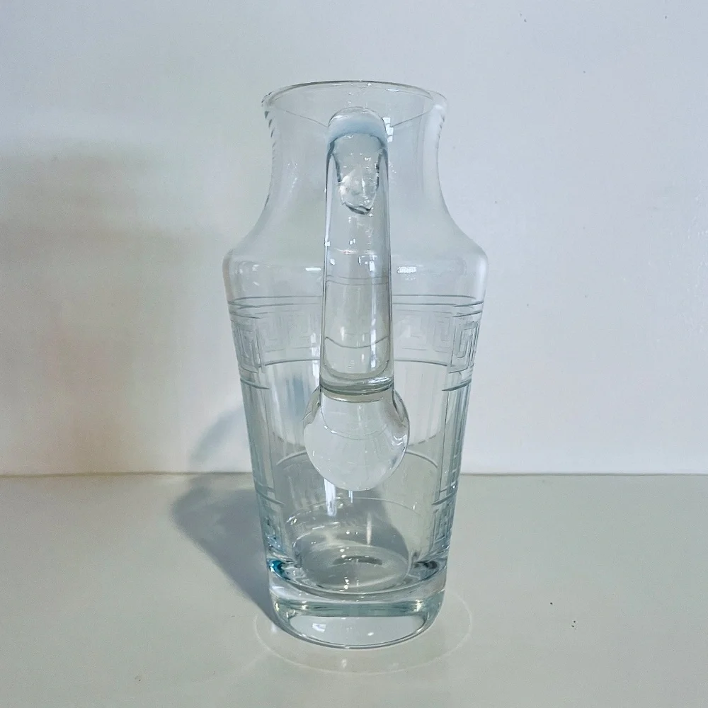 Versace x Rosenthal Meandre Greek Key Clear Glass Crystal Pitcher Vintage - Picture 5 of 14